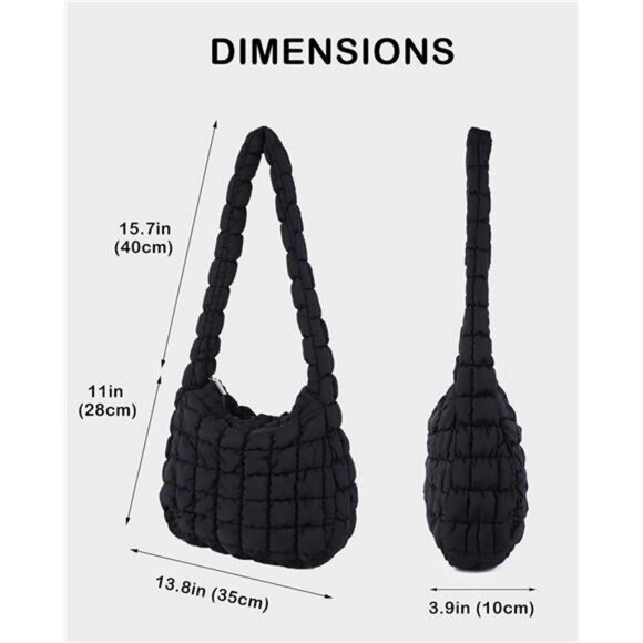 Puffer Quilted Shoulder Bag for Women Puffy Bubble Tote Bag Lightweight - Picture 4 of 7